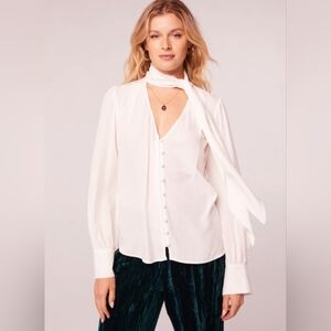 Band of the Free Babe Ivory Tie Neck Long Sleeve Top NWT